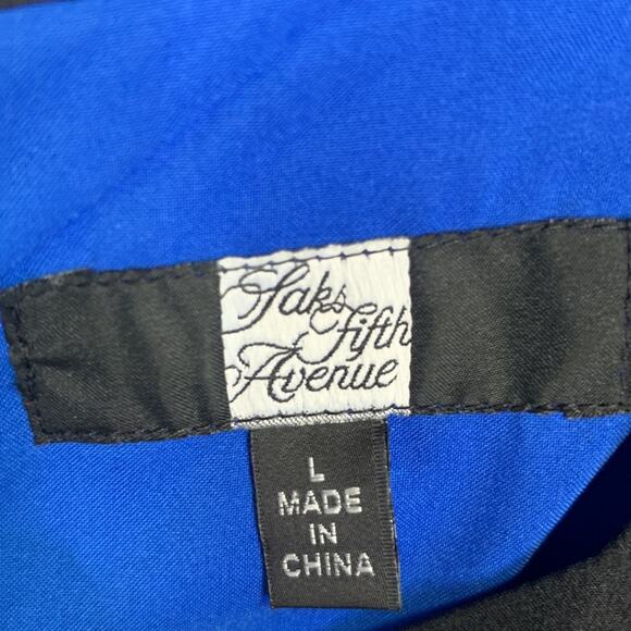 Saks 5th Avenue Blue Colorblock 100% Silk Shift MIDI Sleeveless Dress W-674 Sz L - Picture 3 of 8